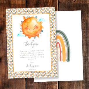 Carte De Remerciements Baby Shower Bohème Arc-en-Ciel Un Petit Rayon De S