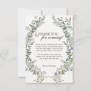 Carte De Remerciements Baby Shower Bohème Féminin/Masculin Fleurs Vert Te