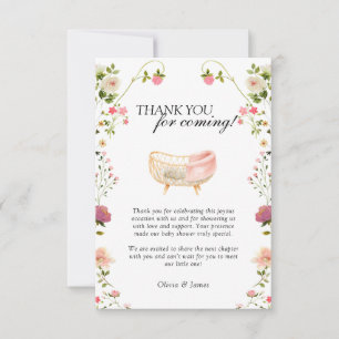 Carte De Remerciements Baby shower Bohème Fleur Sauvage pour Bébé de Genr