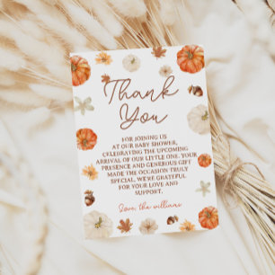 Carte De Remerciements Baby Shower Bohème Floral Citrouille d'Automne