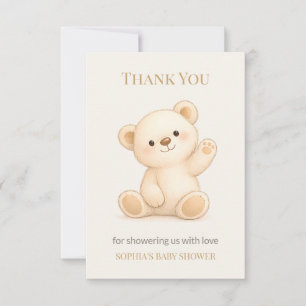 Carte De Remerciements Baby-Shower Bohème Ours en Peluche