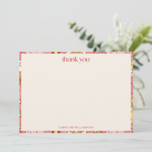 Carte De Remerciements Baby Shower Bohème Rétro Rose Orange Floral