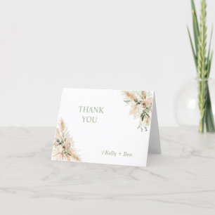 Carte De Remerciements Baby shower Bohème Vert Sage