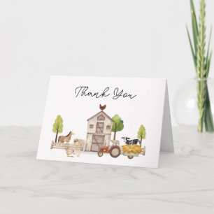 Carte De Remerciements Baby Shower Bohème Vintage Petit Tracteur d'Agricu