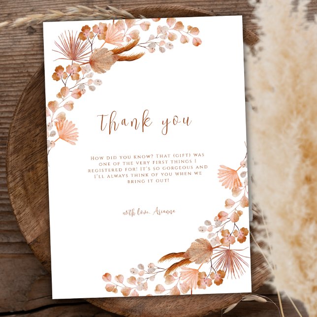 Carte De Remerciements Baby shower Boho petit Fleur sauvage neutre pour l (Gender Neutral Little Wildflower Boho Baby Shower Thank You Card)