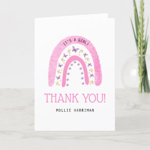 Carte De Remerciements Baby shower Boho rose arc-en-ciel