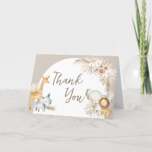 Carte De Remerciements Baby shower Boho Safari Animaux