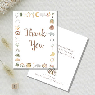 Carte De Remerciements Baby shower Boho Safari Aquarelle