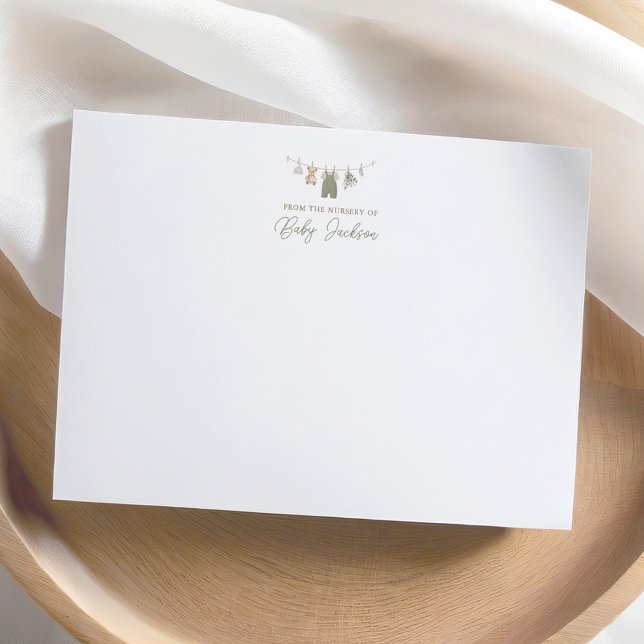 Carte De Remerciements Baby shower Boho Sage Green Boy Vêtements bébé (Créateur téléchargé)