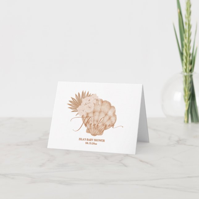 Carte De Remerciements Baby shower Boho Seashell (Devant)