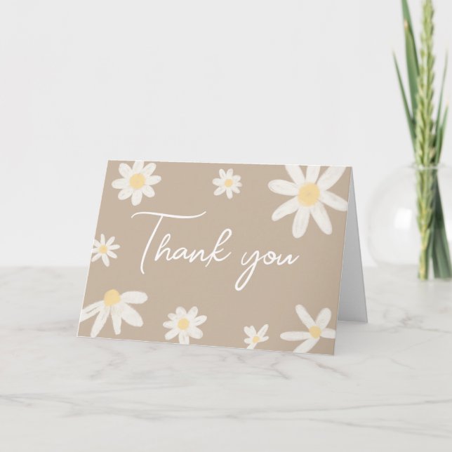 Carte De Remerciements Baby shower Boho Super Daisy (Devant)