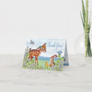 Carte De Remerciements Baby shower Bois Animaux Cerfs Lapin Canard Cute