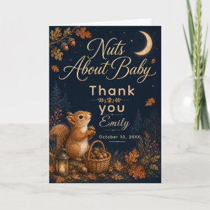 Carte De Remerciements Baby Shower Bois de Champs Automnal Navy