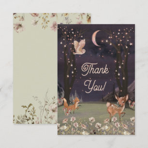 Carte De Remerciements Baby Shower Bois Enchanté sous la lumière de la lu