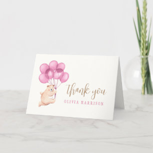 Carte De Remerciements Baby shower Boloon rose Ours Joli