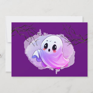 Carte De Remerciements Baby shower Boo Halloween Deep Purple Theme Party