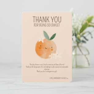 Carte De Remerciements Baby shower botanique Little Cutie Orange Citrus