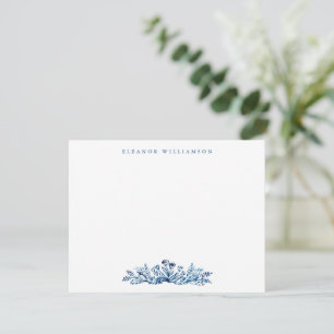Carte De Remerciements Baby Shower Botanique Minimaliste à l'Encre Bleu I