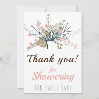 Carte De Remerciements Baby shower botanique Rustique Pastel