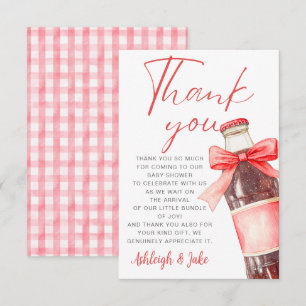 Carte De Remerciements Baby-Shower Bouteille de Soda Ruban Rouge