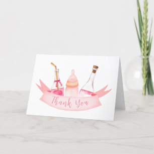 Carte De Remerciements Baby shower Bouteilles de Champagne Pink Poppin