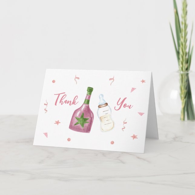 Carte De Remerciements Baby shower Bouteilles de Champagne Sweet Poppin (Devant)