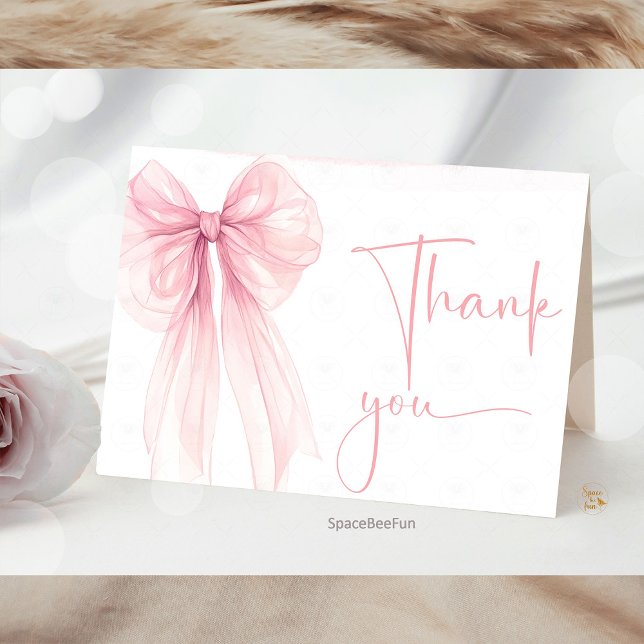 Carte De Remerciements Baby shower Bow Coquette (Bow Coquette, Baby Shower, Thank You Card, Elegant Bow, Printable Card, Baby Shower Decor, Stylish I)