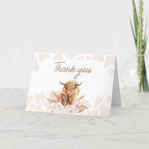 Carte De Remerciements Baby shower Brown Highland Cow