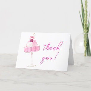 Carte De Remerciements Baby shower Brunch Champagne Cerise Rose