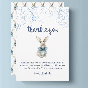 Carte De Remerciements Baby shower Bunny bleu
