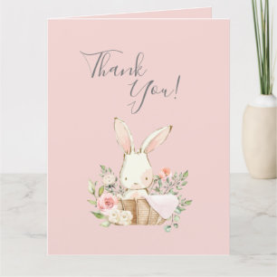 Carte De Remerciements Baby shower Bunny Pink