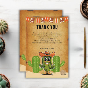 Carte De Remerciements Baby Shower Cactus Petit Cowboy