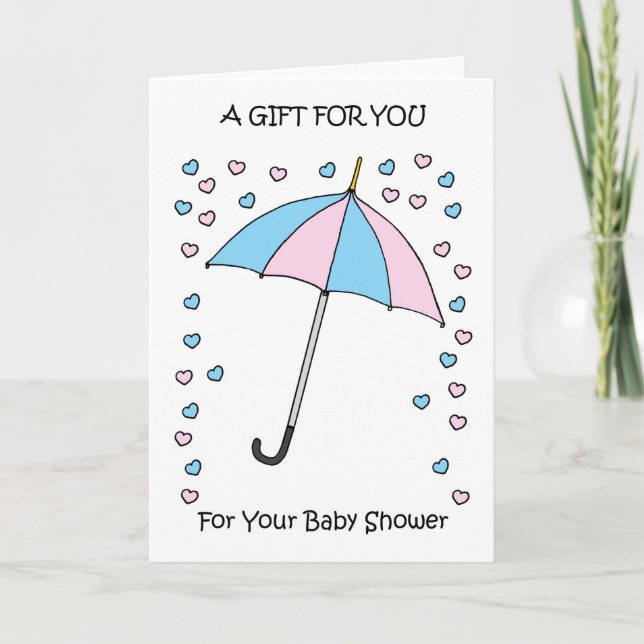 Carte De Remerciements Baby shower cadeau Confetti et parapluie (Devant)