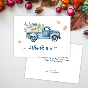 Carte De Remerciements Baby Shower Camion Bleu Citrouille