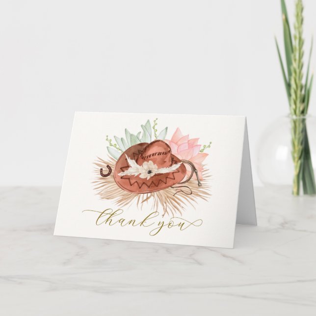 Carte De Remerciements Baby shower Casquette Neutre simple Boho Cactus Co (Devant)