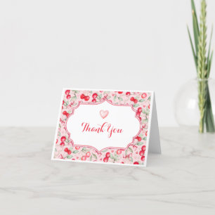 Carte de remerciements Baby shower cerise avec Coe
