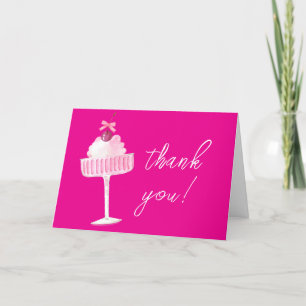 Carte De Remerciements Baby shower champagne Bubbly à la cerise rose