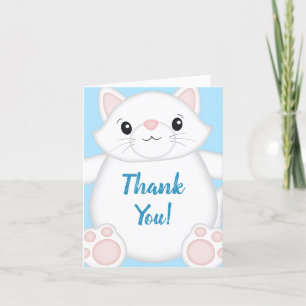 Carte De Remerciements Baby shower chat Kitty Blue