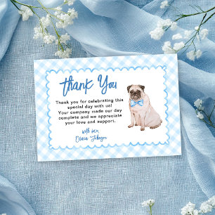 Carte De Remerciements Baby Shower Chien Gingham Bleu