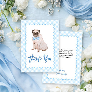 Carte De Remerciements Baby Shower Chien Gingham Bleu