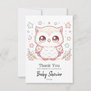 Carte De Remerciements Baby Shower Chouette Enchantée Mignonne