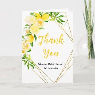 Carte De Remerciements Baby Shower Citrons et Feuillage