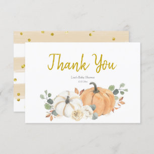 Carte de remerciements Baby shower Citrouille blan
