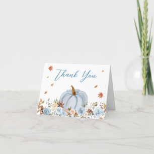 Carte De Remerciements Baby shower Citrouille bleu automne