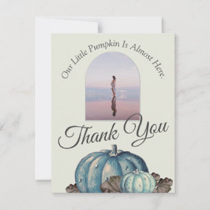 Carte De Remerciements Baby shower citrouille bleu clair Aquarelle