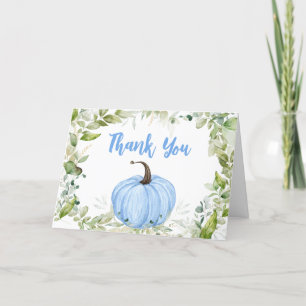 Carte De Remerciements Baby shower Citrouille bleu verdoyant