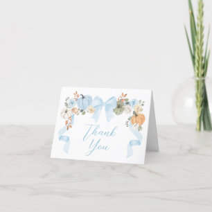 Carte De Remerciements Baby shower Citrouille Blue Bow