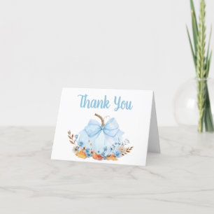 Carte De Remerciements Baby shower Citrouille Blue Bow