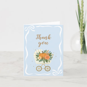 Carte De Remerciements Baby shower Citrouille Blue Little