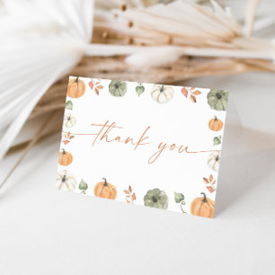 Carte de remerciements Baby shower citrouille, Boh